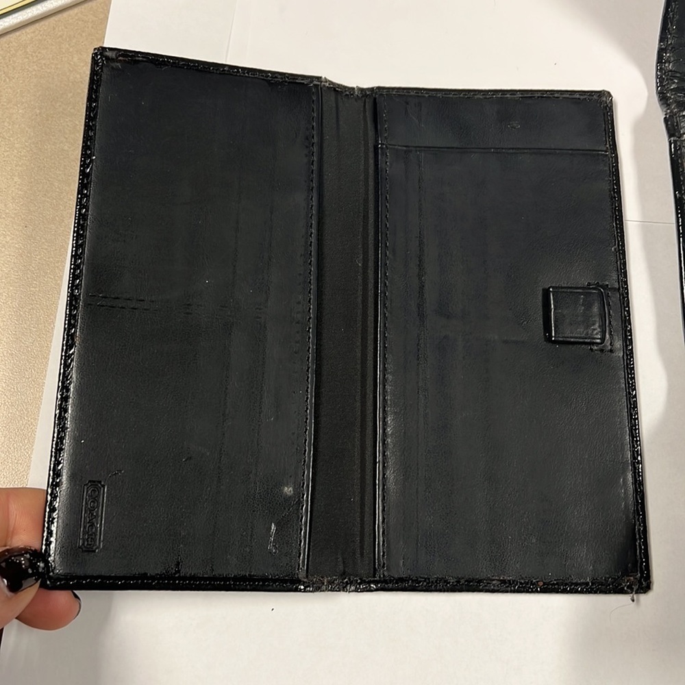 Coach Black Leather Large Clutch Wallet with separate Checkbook Cover - Picture 4 of 13